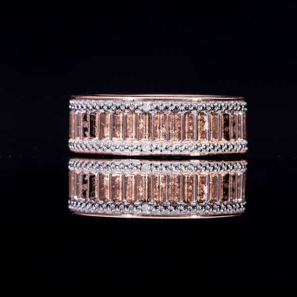 Wei&szlig;er Diamant Ring 925 Silber 750 Ros&eacute;gold Vermeil (Gr&ouml;&szlig;e 18.00) image number 1