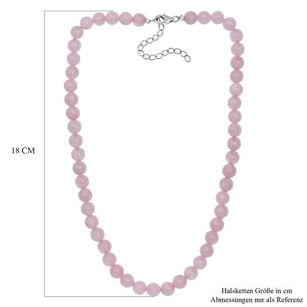 Rosenquarz Halskette ca. 45 cm+ 5 cm Extender,  Edelstahl ca. 220,00 ct. image number 5