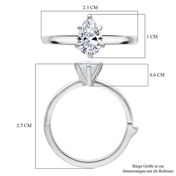 LUXURIANT SGL zertifizierter VS-EF Labor Diamant im Tropfen-Schliff Ring, 925 Silber rhodiniert - 1 ct. image number 6