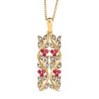 AA Afrikanischer Rubin (Fissure gefüllt), Weißer Zirkon Schmuckset 925 Silber vergoldet ca. 0.88 ct