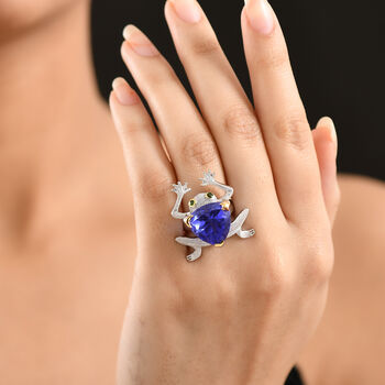 GP Trionfo Kollektion- Tansanit-Farbe Quarz, Chromdiopsid und blauer Saphir zweifarbiger Ring - 12,17 ct.