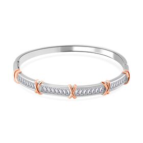 Designer-Stil - Weißer Zirkonia Armreif ca. 19 cm, bicolor