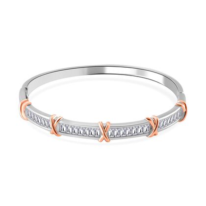 Designer-Stil - Wei&szlig;er Zirkonia Armreif ca. 19 cm, bicolor