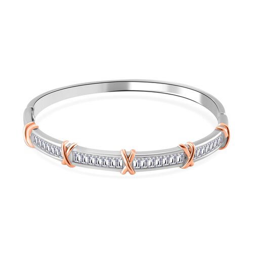 Designer-Stil - Weißer Zirkonia Armreif ca. 19 cm, bicolor image number 0