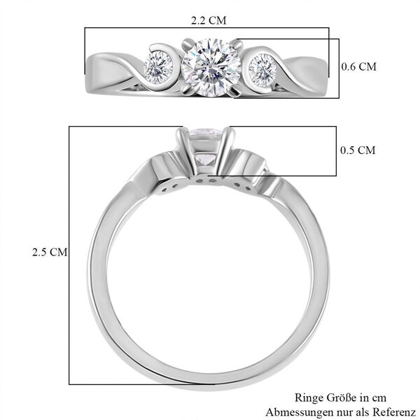 Moissanit Ring, 925 Silber rhodiniert - 0,72 ct. image number 6