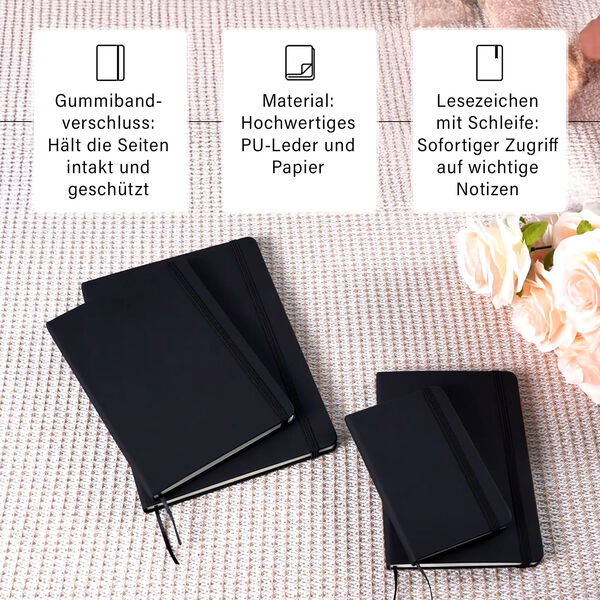 Notizbuch-Set mit Gummibandverschluss Kunstleder und Papier verschiedene Größen image number 13