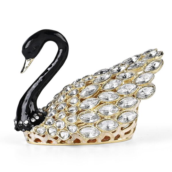 Dekorative Schmuckdose mit Schwanmotiv, 3,3x5,9x6,7cm, Schwarz-wei&szlig; image number 2