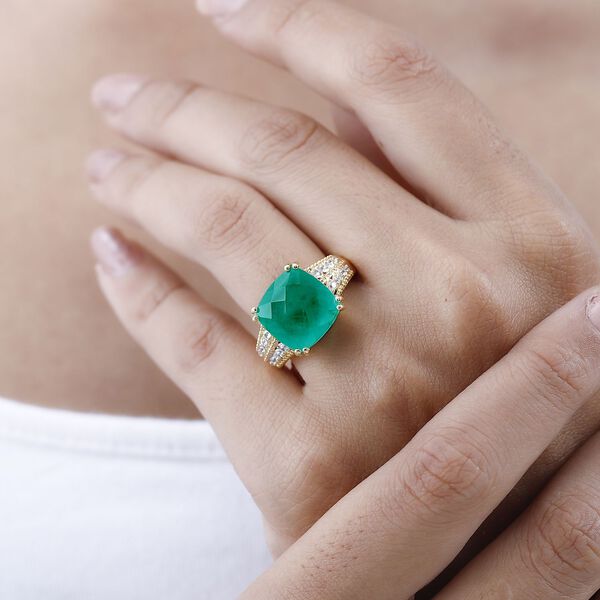 Smaragd Triplett Quarz und Zirkon Ring- 7,83 ct. image number 3