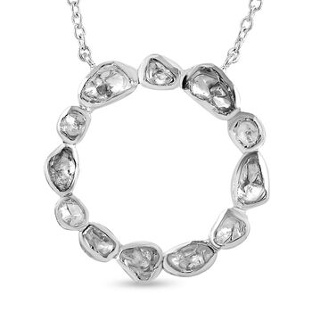 Handgearbeiteter Polki Diamant Halskette, ca. 45 cm, 925 Silber platiniert ca. 0.50 ct