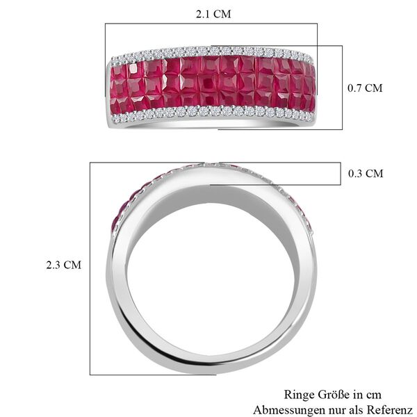 Rubin-Farbe und wei&szlig;er Zirkonia Ring image number 7