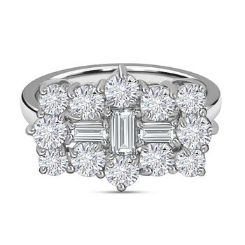Moissanit Ring, 925 Silber platiniert (Gr&ouml;&szlig;e 17.00) ca. 2.16 ct