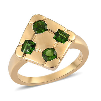 Nat&uuml;rlicher Chromdiopsid Ring 925 Silber vergoldet  ca. 0,76 ct