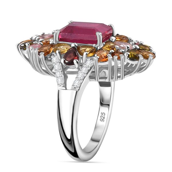 Afrikanischer Rubin (Fissure gefüllt), Mehrfarbig-Turmalin Ring 925 Silber rhodiniert (Größe 18.00) ca. 9.10 ct image number 5