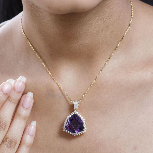 AA afrikanischer Amethyst und Zirkon-Anhänger mit Kette - 22,25 ct. image number 3