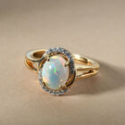 Natürlicher, äthiopischer Opal und Zirkon-Ring, 925 Silber vergoldet  ca. 1,33 ct image number 1