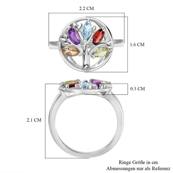 Mehrfarbige Ring 925 Silber platiniert (Größe 17.00) ca. 0.77 ct image number 7
