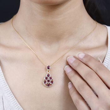 Rhodolith Granat Anh&auml;nger 925 Silber Gelbgold Vermeil ca. 2,78 ct.
