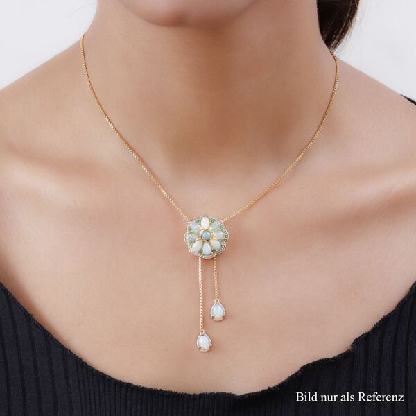 GP Italian Garden Kollektion - äthiopische Welo Opal, Smaragd und Kanchanaburi blaue Saphir-Halskette, 45 cm image number 2