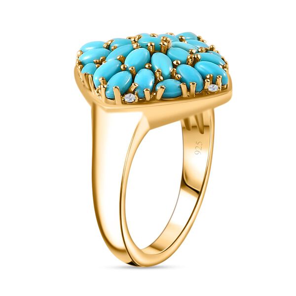 Sleeping Beauty Türkis und Zirkon Ring -  2,21 ct. image number 5