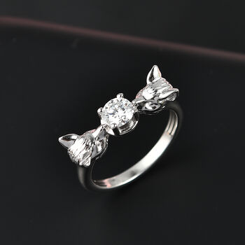 Moissanit Fuchs Ring 925 Silber rhodiniert (Gr&ouml;&szlig;e 20.00) ca. 0.44 ct