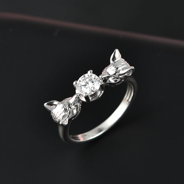 Moissanit Fuchs Ring 925 Silber rhodiniert (Gr&ouml;&szlig;e 20.00) ca. 0.44 ct image number 1