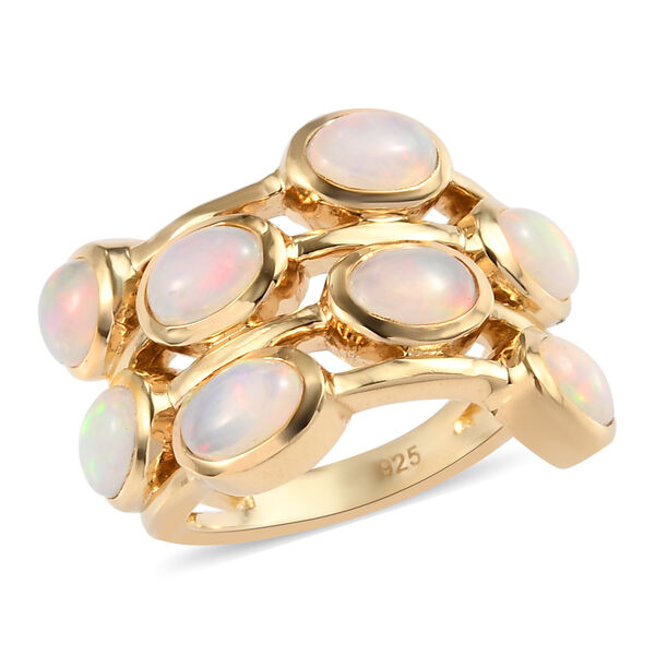 Natürlicher Äthiopischer Opal Ring 925 Silber vergoldet  ca. 2,54 ct image number 4