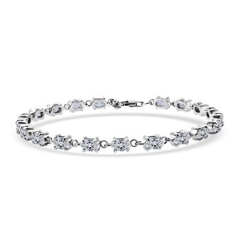 Lustro Stella Wei&szlig;er Zirkonia Armband ca. 18 cm 925 Silber rhodiniert