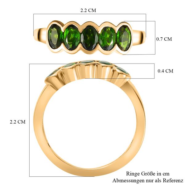 Nat&uuml;rlicher Chromdiopsid Ring, 925 Silber vergoldet (Gr&ouml;&szlig;e 17.00) ca. 1.33 ct image number 6