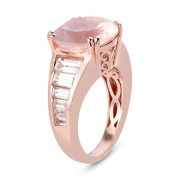 Rosa Quarz und Zirkon Ring 925 Silber ros&eacute;vergoldet  ca. 8,17 ct image number 5