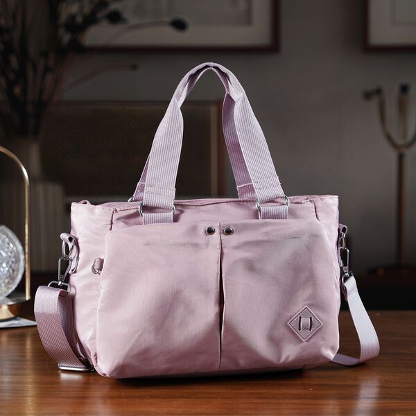 Crossbody Tasche mit mehreren Reißverschlussfächern, abnehmbarem Schulterriemen und Tragegriffen, 26x11x20cm, Rosa image number 2