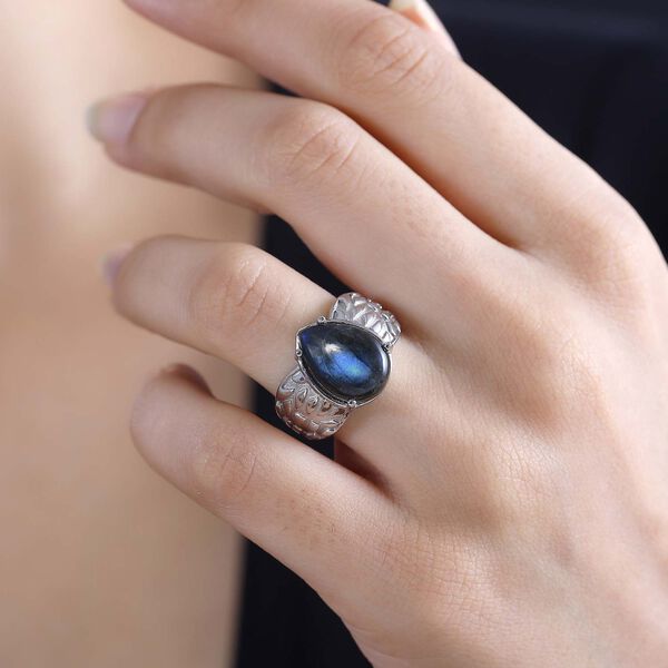 Labradorit Ring Messing (Gr&ouml;&szlig;e 16.00) ca. 6,13 ct image number 4