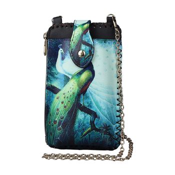 Handy Crossbody-Tasche, 10.5x18cm, Pfau