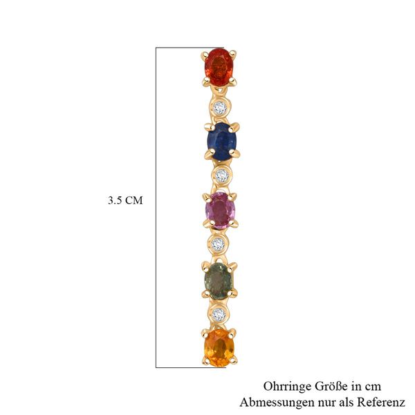 D'Joy AA Mehrfarbig Saphir, Blauer Saphir Ohrringe 925 Silber vergoldet ca. 2.51 ct image number 5