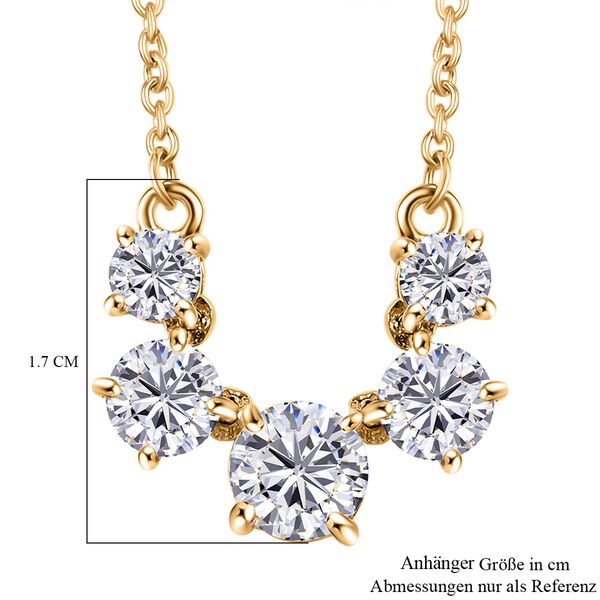 Moissanit 45cm Halskette, 925 Silber 750 Gelbgold Vermeil - 2,14 ct. image number 5