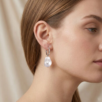 EverTrue wei&szlig;e Muschelkernperle Ohrringe