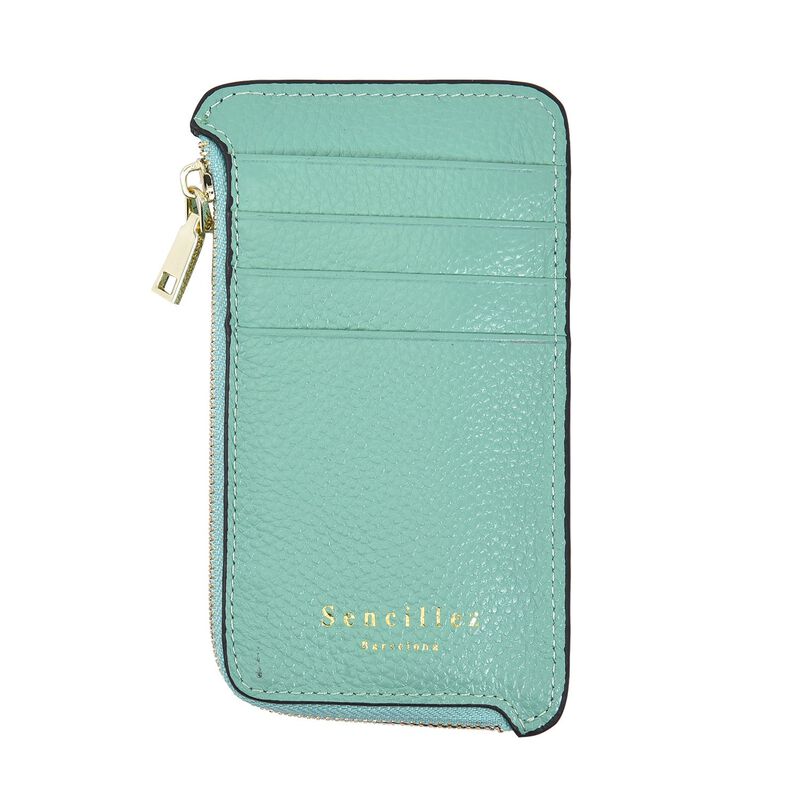 SENCILLEZ - 100% echtes Leder Portemonnaie mit RFID Schutz und 4 Kartenfächern, Mintgrün image number 0