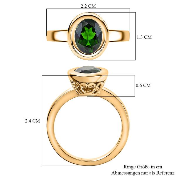 Nat&uuml;rlicher Chromdiopsid Ring 925 Silber 750 Gelbgold Vermeil (Gr&ouml;&szlig;e 20.00) ca. 1,96 ct image number 7