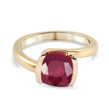 Fissure gef&uuml;llt Rubin Solit&auml;r Ring 925 Silber vergoldet (Gr&ouml;&szlig;e 17.00) ca. 3,19 ct