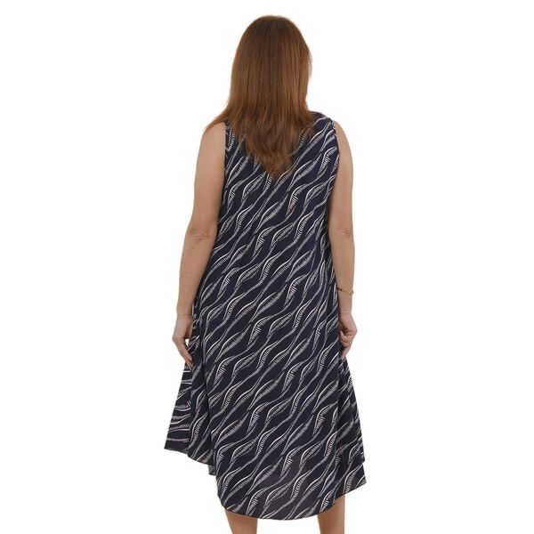 TAMSY - bedrucktes Kleid mit Wellenmuster, Schwarz image number 1