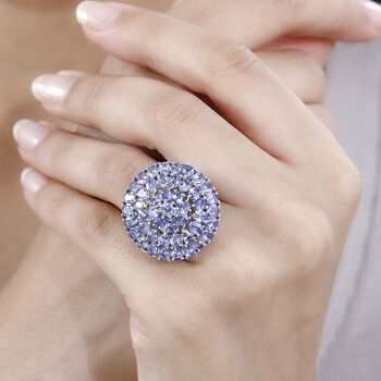 Tansanit Ring, 925 Silber rhodiniert (Gr&ouml;&szlig;e 18.00) ca. 6.68 ct