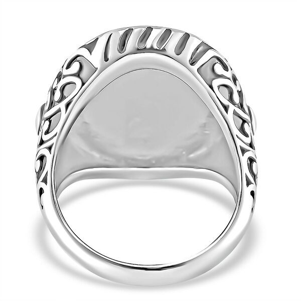 Wei&szlig;er Zirkonia, Wei&szlig;e Muschelkernperle Ring Reiner Edelstahl (Gr&ouml;&szlig;e 16.00) image number 4