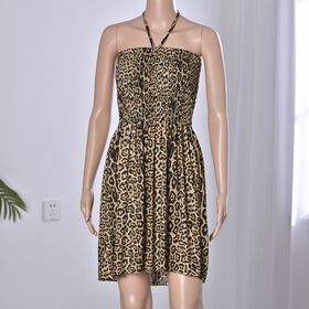 Sommer Halsträger Top mit gesmoktem Taille, Braun