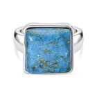 D'Joy Blaues Türkis Ring, Reiner Edelstahl, mit EverTrue Prägung, (Größe 18.00) ca. 11.93 ct