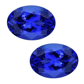 2er-Set AAAA Tansanit ungefasster Edelstein, Oval- und Facettenschliff - 1 ct.