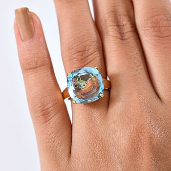 GP Trionfo Kollektion- Himmelblauer Topas und Kanchanaburi blauer Saphir Ring - 13,56 ct.