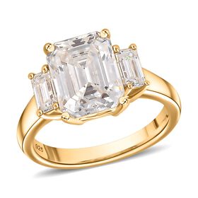 Moissanit Ring 925 Silber 750 Gelbgold Vermeil (Größe 21.00) ca. 4,03 ct