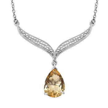 Citrin Halskette ca. 45 cm 925 Silber rhodiniert ca. 4.50 ct