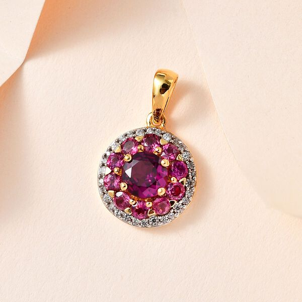 Rhodolith Granat Anh&auml;nger 925 Silber Gelbgold Vermeil ca. 2,22 ct. image number 2