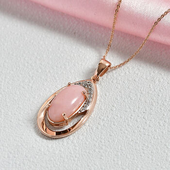 D'Joy AA Rosa Opal, Wei&szlig;er Zirkon Schmuckset ca. 50 cm 925 Silber 750 Ros&eacute;gold Vermeil ca. 4,96 ct.