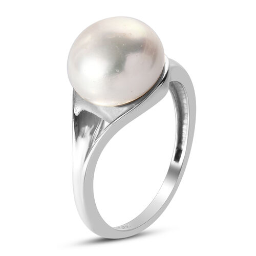 Süßwasser Perle Solitär Ring 925 Silber platiniert image number 1